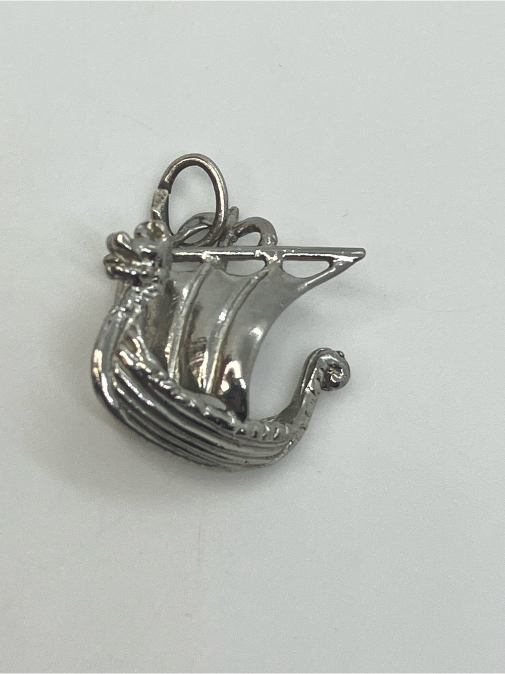 Vtg 925 Sterling Silver Vintage Viking Longship Boat Charm Pendant